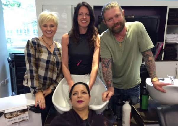 Lee Stafford, with, left, South Tyneside College hairdressing lecturer Tracey Thompson, Georgi Hunter, education academy artistic director Lee Stafford and student Homa Esperouz.