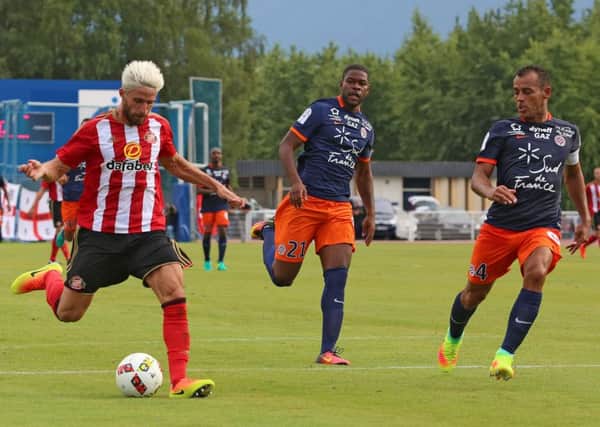 Fabio Borini fires home Sunderland's opener in Saturday night's 1-1 draw with Montpellier in France