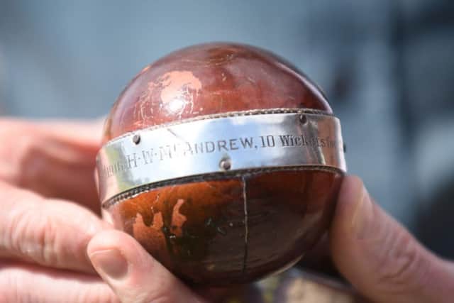 Historic cricket balls.   Appeal to trace relatives of record-breaking cricket