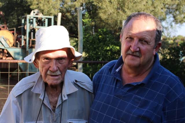 Johannes, right, and the oldest person still digging at Bakerville, 91-year-old Uncle Jimmy Millar.