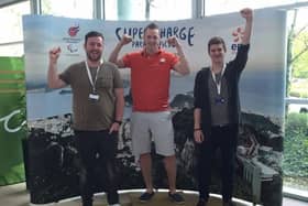 Staff at EDF International at Doxford Park who have been involved in the Supercharge ParalympicsGB campaign.