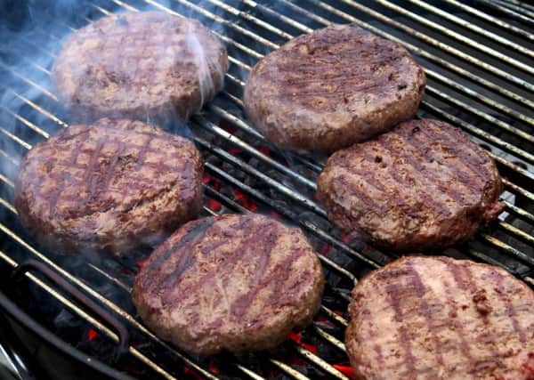 Burgers on the barbecue.