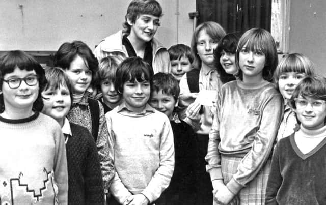 Shields Gazette Memory Lane  scanned hard copy   February 1982  no old ref number   
Ten year olds Claire Conway and Claire Smith from St Gregory's School, present a cheque to Mrs Joan Bradshaw, of the Michael McGough Research Fund for Liver Disease in Children.