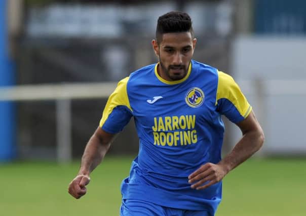 New Jarrow Roofing signing Arjun Purewal in action against Seaham Red Star. Picture by Tim Richardson