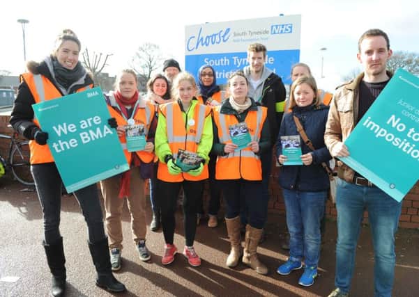 Junior Doctors picket outside South Tyneside District Hospital.