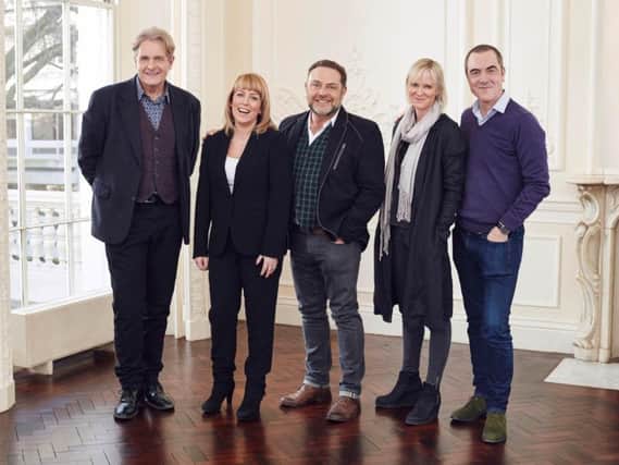 Cold Feet cast members, from left, Robert Bathurst, Fay Ripley, John Thomson, Hermione Norris and James Nesbitt, as the hit comedy returns tonight after a 13-year absence.