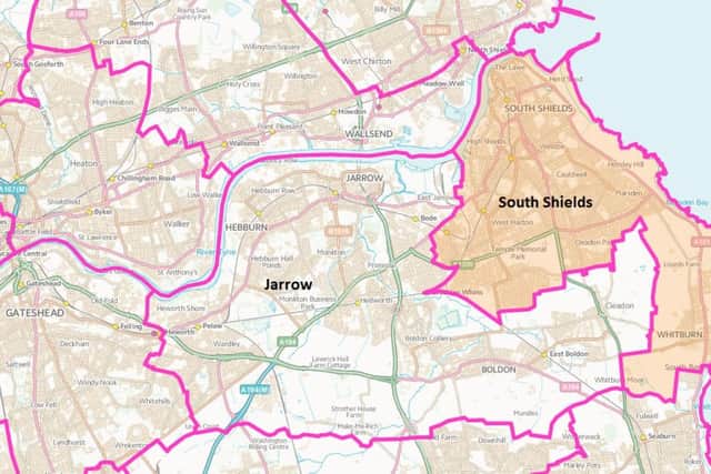 The current constituency boundaries of Jarrow and South Shields. Image: Ordnance Survey