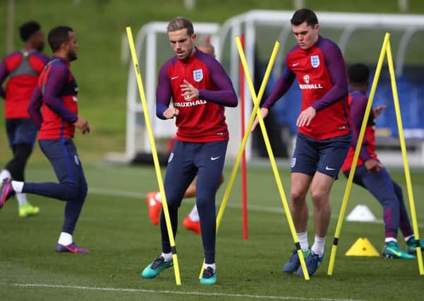 Jordan Henderson training with England