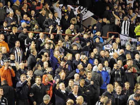 Newcastle fans at Oakwell