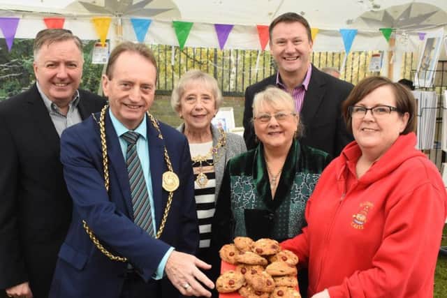 From left, Coun Iain Malcolm, leader of South Tyneside Council, the Mayor Coun Alan Smith, Mayoress Coun Moira Smith, Groundwork chief executive Andrew Watts, and Steph Dingwall, of stallholder Cathy's Cakes.
