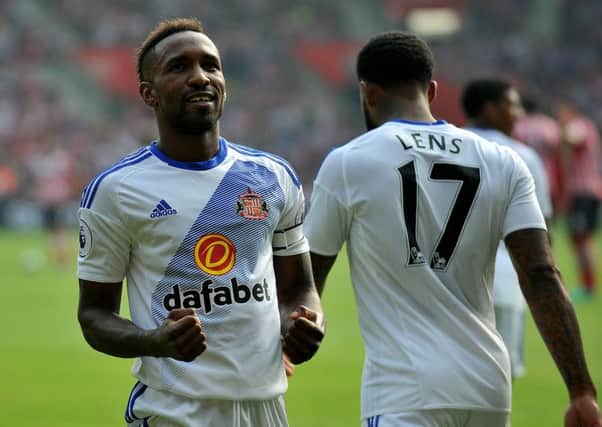 Jermain Defoe celebrates after putting Sunderland ahead at The St Marys Stadium, only for Southampton to score late on for a share of the spoils
