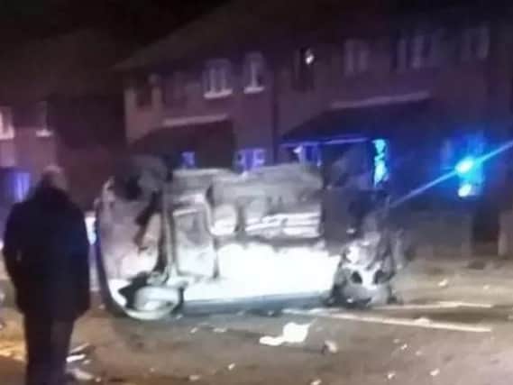 The scene of the crash in Albert Road, Jarrow. Pic: Carl Morland.