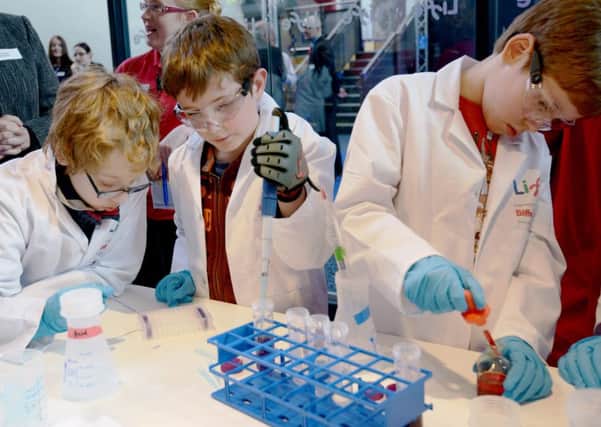 The 'Experiment Zone' at Life Science Centre, where children and adults alike are able to carry out real hands on experiments. Picture by North News And Pictures/2daymedia
