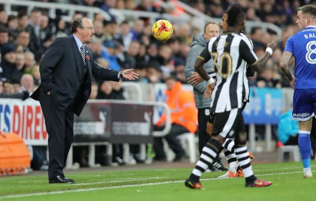 Newcastle United manager Rafa Benitez on the touchline against Cardiff