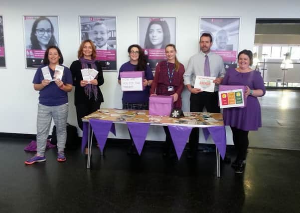 Mortimer Community College highlighting the importance of mental health in schools by supporting the Light Up Purple initiative.