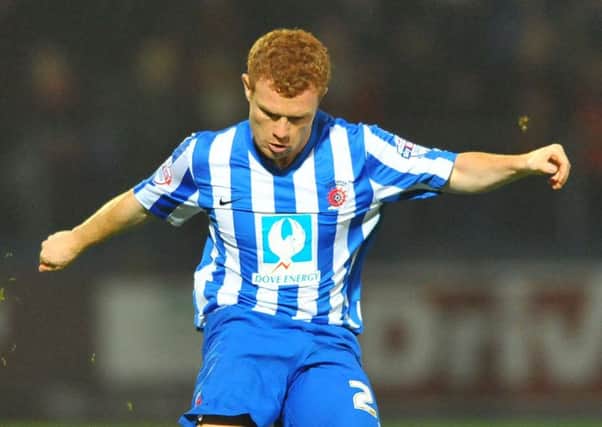 Adam Campbell in action for Hartlepool United during a previous loan spell