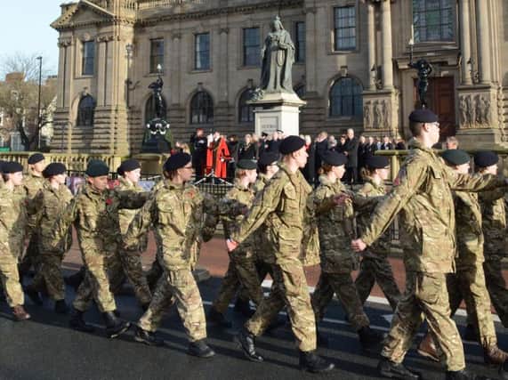 The parade passes South Shields Town Hall on the way to Westoe. Pic: Craig Leng.