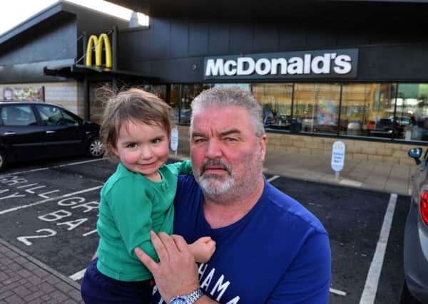 Plastic found in Boldon's McDonalds food. Tony Carlisle and daughter Taylor-Skye Carlisle aged 2