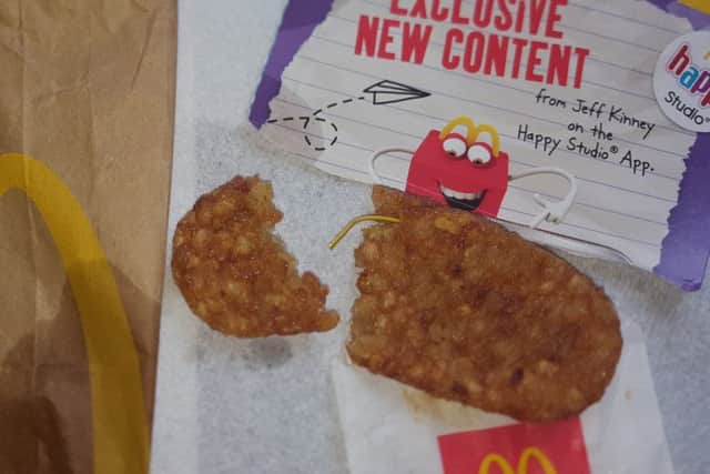 The piece of plastic found in the McDonald's hash brown.