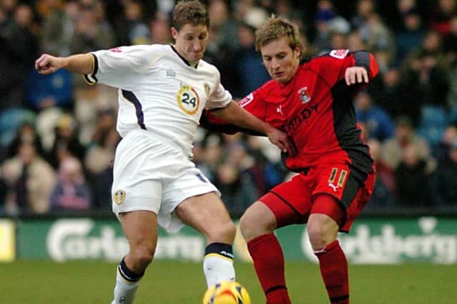 Newcastle hero Robbie Elliott, left, during his brief spell at Leeds.