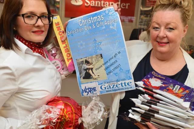Santander customer service manager Helen Smith and Viv Watts, from Hope 4 Kidz, at the launch of this year's appeal.