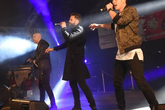 Boyband 5ive perform at the Christmas lights switch-on in South Shields. Pictures by CRAIG LENG.