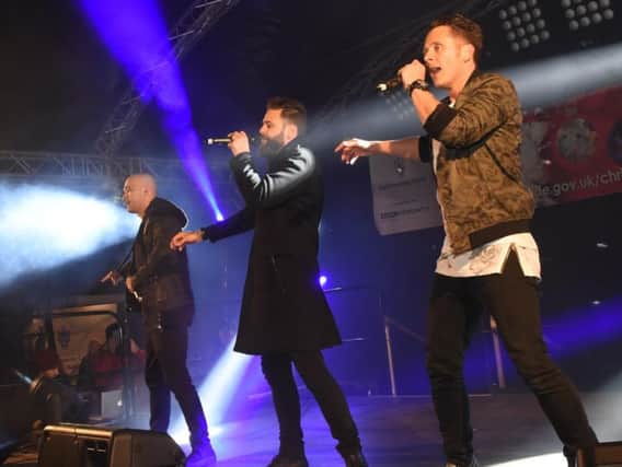 Boyband 5ive perform at the Christmas lights switch-on in South Shields. Pictures by CRAIG LENG.