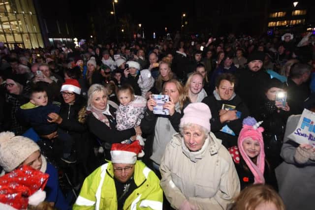 Crowds gather in South Shields Market Place for the Christmas lights switch-on.
