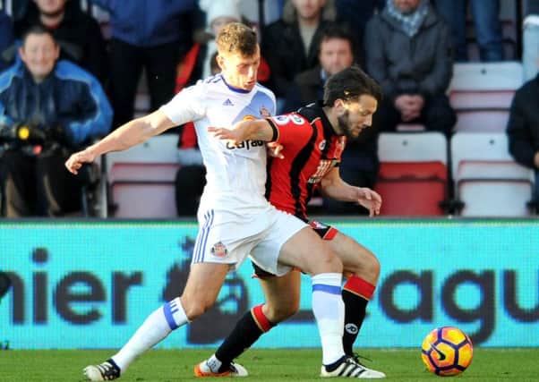 Sunderland's Billy Jones battles at Bournemouth