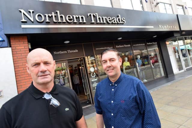 Nigel Binnie and Phil Goodfellow of Northern Threads. Mr Binnie has said the parking scheme is "too little too late".