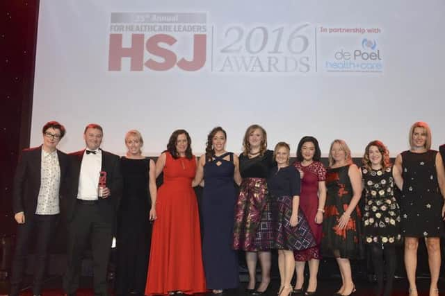 Great British Bake Off presenter Sue Perkins, who was the compere for the awards, is pictured (extreme left) with the winning South Tyneside team, including Professor Colin Rees, next to her.