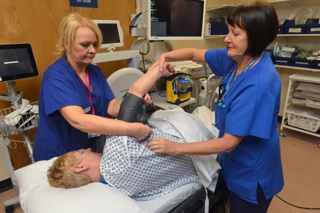 South Tyneside District Hospital Endoscopy department Health Service Journal Award Nurses from left Diane Fernandez and Barbara Sinclair