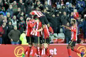 The Sunderland players celebrate