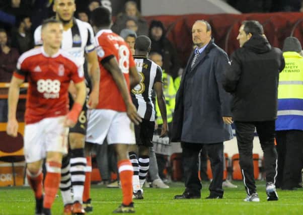 Newcastle United manager Rafa Benitez at the final whistle on Friday night.