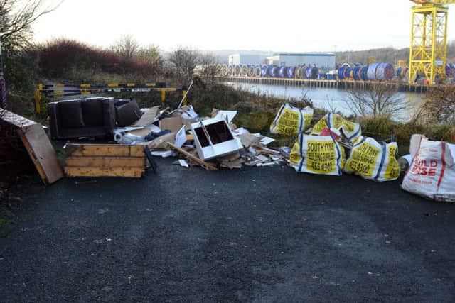 Illegal rubbish dumping at Hebburn marina riverside