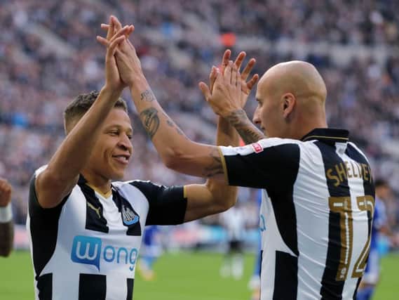 Dwight Gayle and Jonjo Shelvey