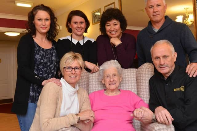 Annie Gallagher turns 100 year old
Family back from left Angie Young, Jill Whitehead, Teresa Carnaby and Steven Carnaby.Front Lisa Carnaby and Robert Gallagher