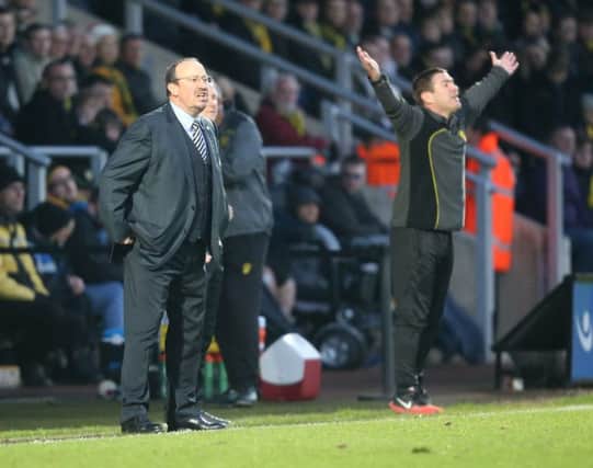 Rafa Benitez shouts instructions against Burton