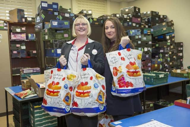 Tesco South Shields Helen Craig with Key projects charity staff Jo Benhambrown. photo: John Millard