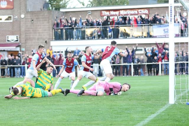 Robert Briggs' FA Vase winner against Runcorn Linnets in October was one of South Shields' highlights of the year. Image by Peter Talbot.