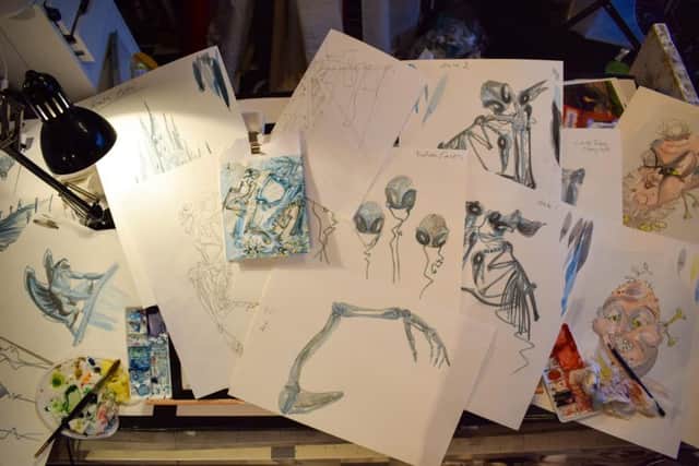 Many of the sets are based on original drawings by Paul Shriek.