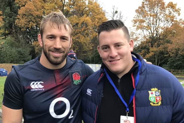 Daniel McKay, right, with England's Chris Robshaw.