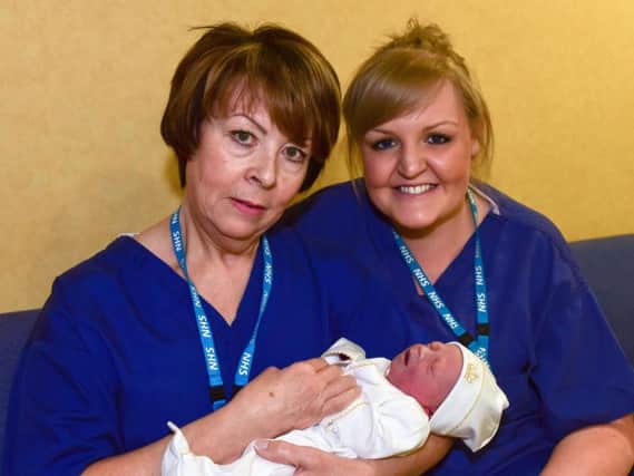 New Year baby Khaleesi Ra'niya Wynne with senior lead department manager Anne Hill, left, and midwife Laura Dalby of South Tyneside District Hospital's maternity unit.