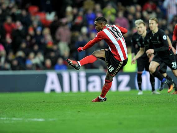 Jermain Defoe rams home his second penalty. Picture by FRANK REID