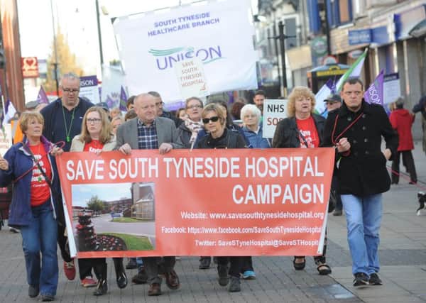 Save South Tyneside District Hospital campaigners on their march.