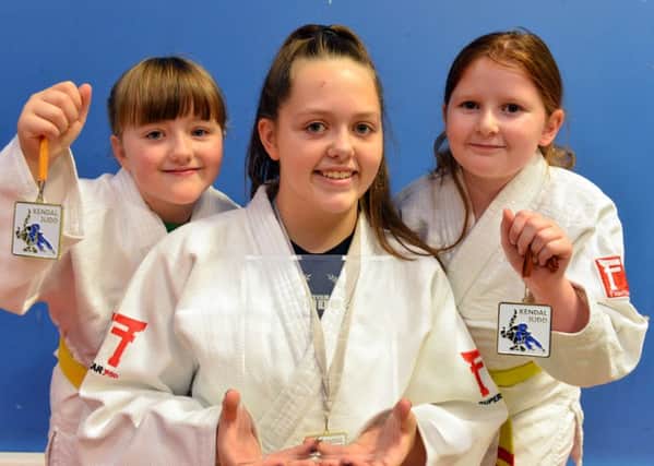 South Shields Judo Club Kendal competition winners. From left Imogen Roeves, 9 , Meghan Roeves, 14 and Charlotte Hallway, 9.