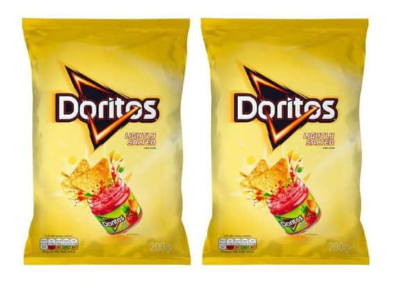 Doritos Lightly Salted crisps could contain wheat/gluten and soya, which could cause problems for people with an intolerance or allergy.
