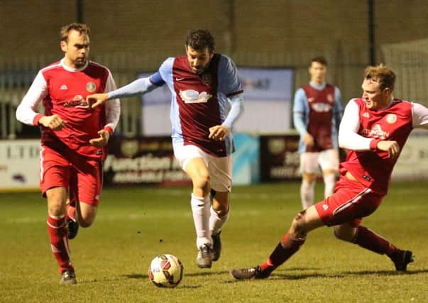 Julio Arca, pictured in action in Shields' cup win over Penrith in midweek, is suspended for tomorrow's trip to Jarrow Roofing. Picture by Peter Talbot