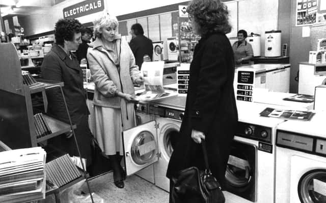 Shopping in Binns electrical goods department, in South Shields, in June 1979.