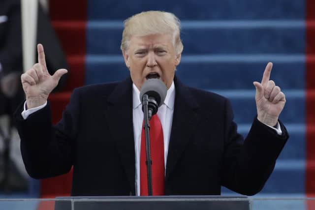 President Donald Trump delivers his inaugural address after being sworn in as the 45th president of the United States during the 58th Presidential Inauguration at the U.S. Capitol in Washington, Friday, Jan. 20, 2017. (AP Photo/Patrick Semansky)